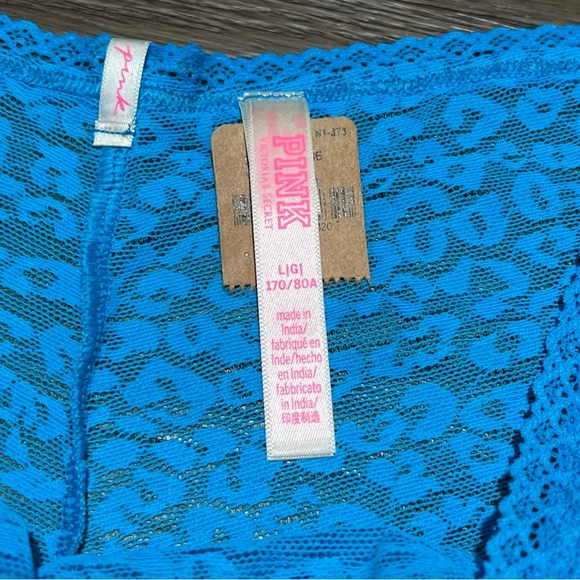 Victoria's Secret PINK Floral Lace Sheer Turquoise Cheeky Panty Large - Picture 5 of 11